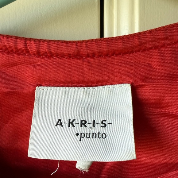 Akris Punto Crew Neck Knee-Length Red Sleeveless Belted Dress US Size 8 - Picture 7 of 12
